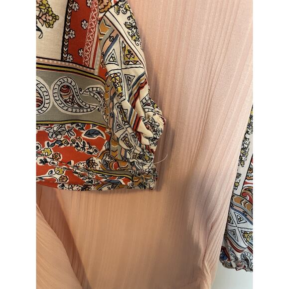 White Birch Button Down Patchwork Blouse Top Size Small Peach Pink Made In USA - Picture 10 of 10